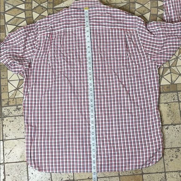 Paul Fredrick Button Down Casual Dress Red Plaid Men's Shirt 16.5 34-35 - Picture 5 of 8